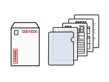 就職活動　履歴書を入れる時の封筒のマナー 角２封筒,角形２号,白,封筒,履歴書在中,封書,郵送,郵便,送付,履歴書のイラスト素材