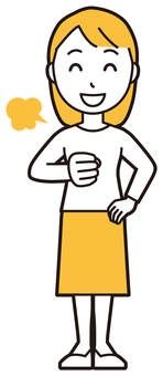  ロングヘア女性(黄)-340-全身