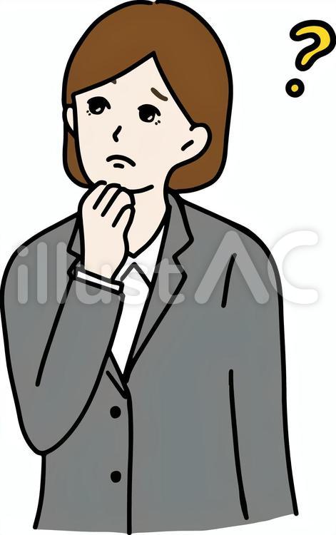 悩んでいる会社員の女性 女,会社員,悩むのイラスト素材