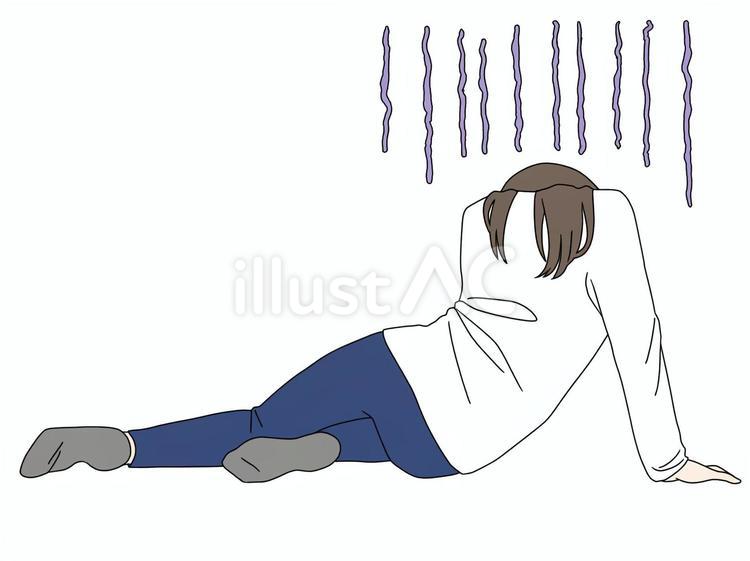 絶望のあまり崩れ落ちた女性 がっかり,ズーン,どん底のイラスト素材