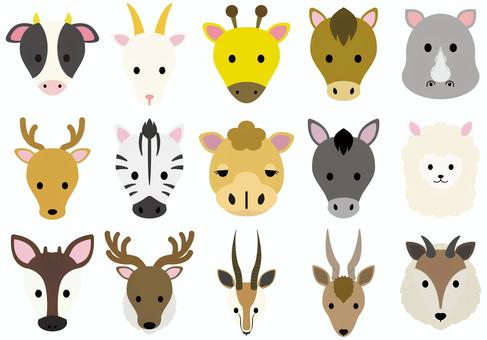 動物セット　有蹄類 有蹄類,動物,生き物,哺乳類,かわいい,牛,やぎ,キリン,馬,サイのイラスト素材