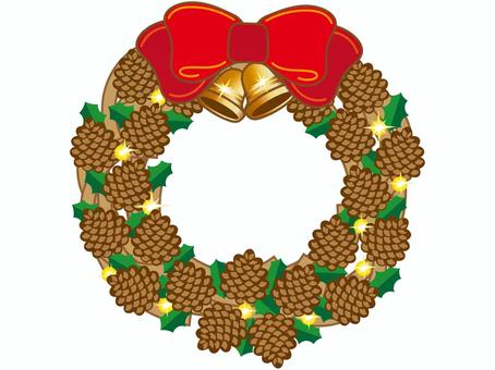 クリスマ・スリース4 クリスマ・スリース4 クリスマス,リース,飾り,オーナメント,12月,イベント,メリークリスマス,クリスマスイヴ,松ぼっくり,赤いリボンのイラスト素材