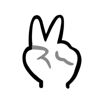 ２の手　チョキ　モノクロ 手,モノクロ,白黒,チョキ,じゃんけん,ピース,２,イラスト,シンプル,アイコンのイラスト素材