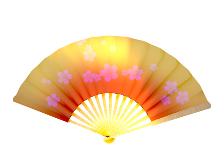 花柄の金の扇子 花柄の金の扇子 正月,和紙,紙,和柄,元日,元旦,扇子,扇,うちわ,お正月のイラスト素材