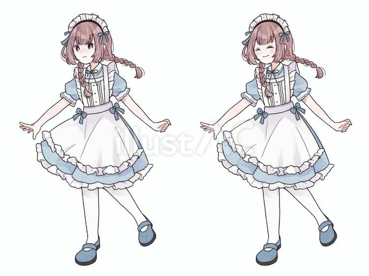 シンプルメイドの立ち絵素材2種　3-3 メイド,立ち絵,女の子のイラスト素材