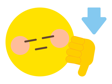 にこちゃん（バッド） スマイル,黄色,表情,絵文字,アイコン,手,バッド,ブーイングのイラスト素材