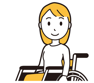  ロングヘア女性(黄)-291-バスト 車いす,女性,女の子,人物,かわいい,障害者,車椅子,座る,写真撮影,撮影のイラスト素材