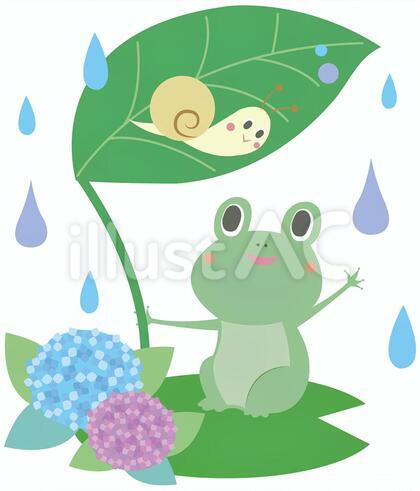 蓮の葉の上のカエルとカタツムリ