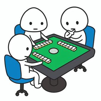 麻雀を楽しむ３人の棒人間2（三麻） 麻雀,三人麻雀,三麻,サンマ,麻雀卓,卓,自動麻雀卓,牌,健康麻雀,趣味のイラスト素材