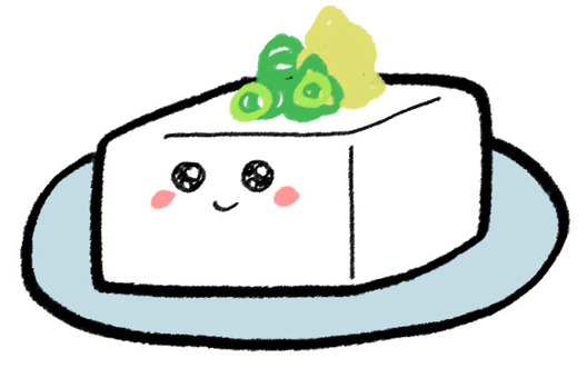 Illustration, tofu, cold tofu, tiny, 