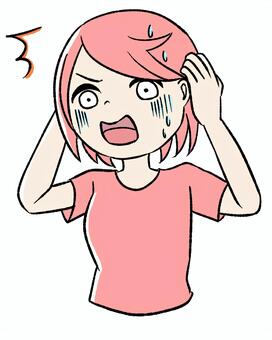 桃色の女の子 ガーンの表情 ピンク,かわいい,手描き,女の子,若い女性,ピンク髪,キャラクター,デフォルメ,シンプルイラスト,ゆるいイラストのイラスト素材