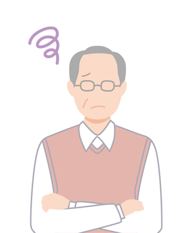困る普通のおじさん3 困る,物忘れ,困惑,トラブル,人,1人,人物,おじさん,男性,70代のイラスト素材