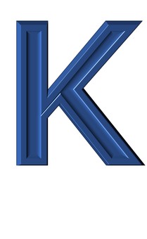 ３D加工アルファベット大文字素材青K アルファベット,大文字,立体,3d,青,メイリオ,装飾文字,フォント,デザイン,アイコンのイラスト素材