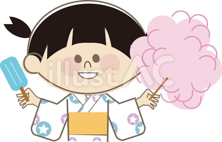 アイスとわたあめ ワタアメ,アイスクリーム,甘いのイラスト素材