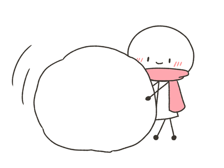 雪玉作る棒人間 雪,雪玉,転がす,棒人間,人,人物,冬,12月,マフラー,かわいいのイラスト素材