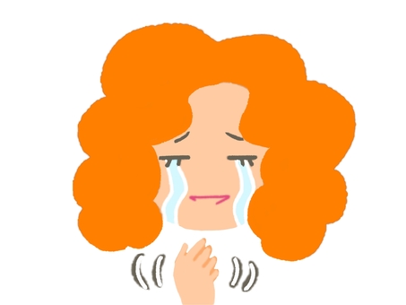 泣く女の人 人,女性,顔,悲しい,泣く,号泣,辛い,カーリーヘア,涙,オリジナルのイラスト素材