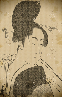 振り向く女性　ビンテージ風 浮世絵,日本,和風,着物,和服,人,女性,イラストのイラスト素材