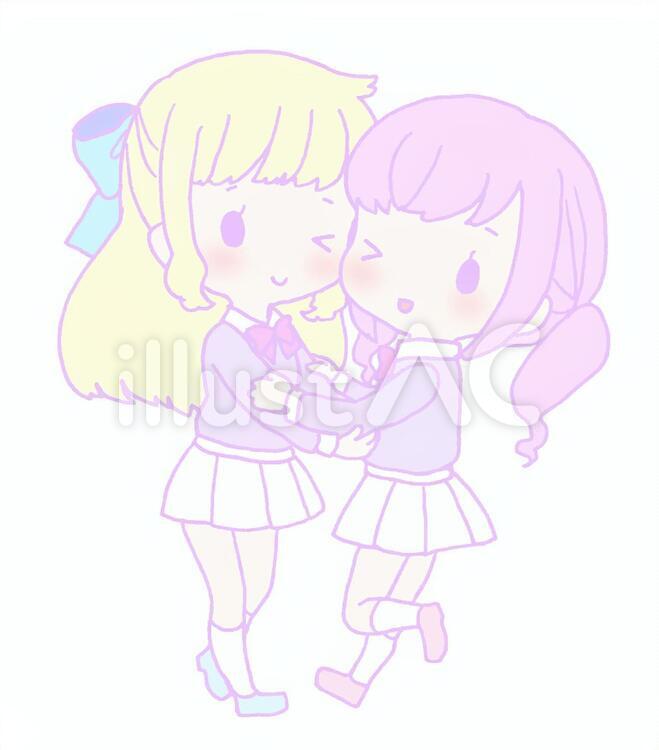 なかよし 友達,仲良し,学生のイラスト素材