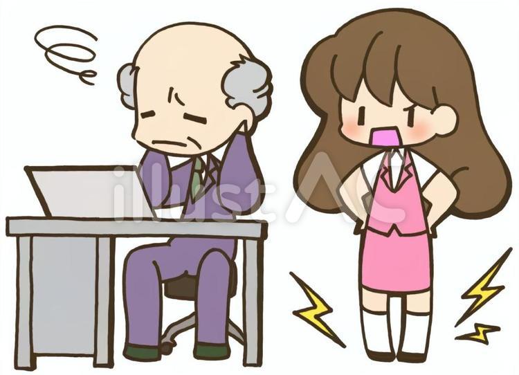 OLさん170626-6 耳をふさぐ,苦情,怒るのイラスト素材