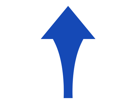 Upward blue arrow that suddenly becomes thicker as it goes up, , JPG and PNG