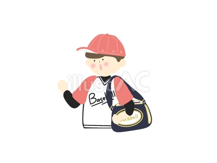 人物☆野球☆練習or試合行ってきます☆赤 人物,野球,練習のイラスト素材