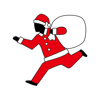 サンタの衣装で走る人