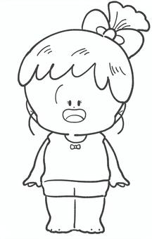 肌着姿の女の子の白黒手描きイラスト 肌着姿の女の子の白黒手描きイラスト 肌着,女の子,白黒,下着,着替え,幼児,幼稚園,身体測定,小学生,可愛いのイラスト素材