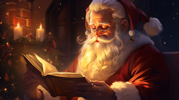 santa claus reading a book, , JPG