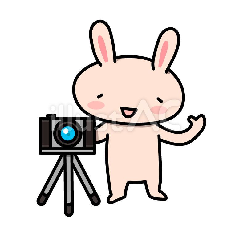 写真撮影をするうさぎさん うさぎ,カメラ,撮影のイラスト素材