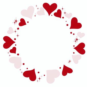 ハートのかわいい丸いフレーム　手描き ハート,かわいい,赤色,ピンク色,円,丸い,リング,枠,フレーム,愛のイラスト素材