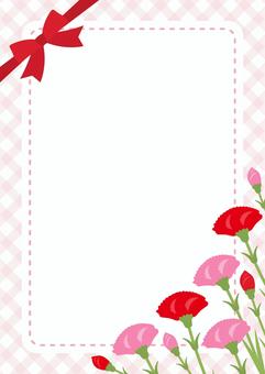リボンとカーネーションの母の日フレーム2 母の日,カーネーション,フレーム,背景,5月,リボン,ギンガムチェック,チェック,チェック柄,飾り枠のイラスト素材