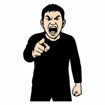 激怒する人：中年男性 怒り,男性,男,中年,大人,怒る,激怒,激高,指さし,怒声のイラスト素材