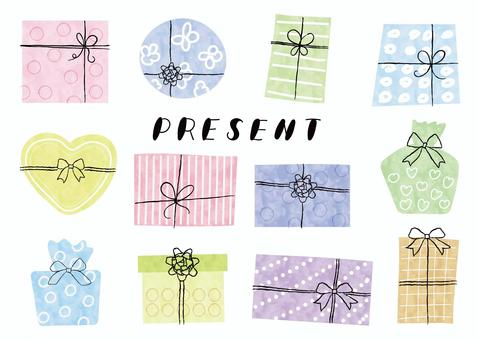 手書き風プレゼントパッケージ1 手書き,プレゼント,パッケージ,アイコン,リボン,クリスマス,バレンタイン,母の日,父の日,イラストのイラスト素材