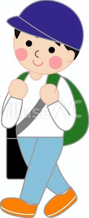 お出かけする男の子 男の子,にっこり,左向きのイラスト素材