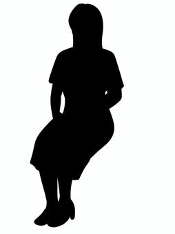 座る女性シルエット 女性,座位,座る,姿勢,リラックス,洋服,ハイヒール,若い,20代,空気椅子のイラスト素材