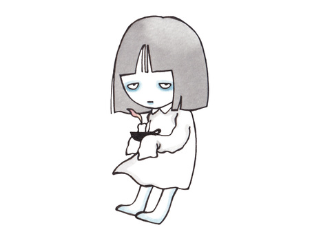 女の子の幽霊2 幽霊,おばけ,怪談,女の子,ろうそく,怖いのイラスト素材