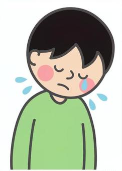 泣いている男の子 男の子,子供,少年,上半身,泣く,俯く,落ち込む,悲しむ,悲痛,心痛のイラスト素材
