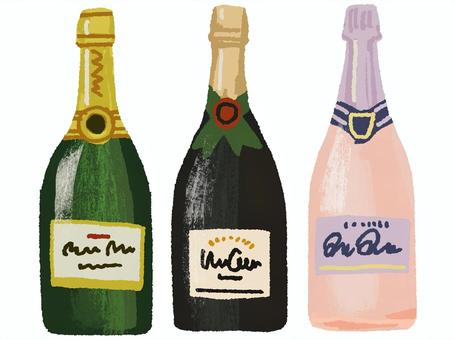 Illustration, champagne, sparkling wine, wine bottle, 