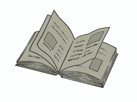 古めかしい本のイラスト(アイコン) 本,古文書,歴史書,小説,道具,ブック,学習,ページ,読む,古書のイラスト素材