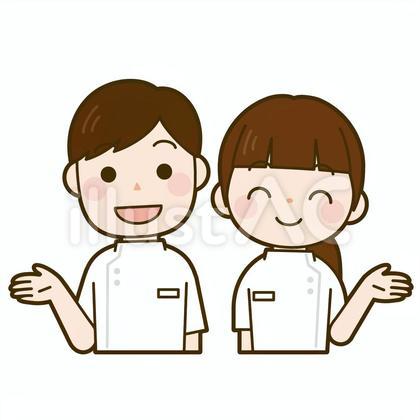 案内をする看護師 男女