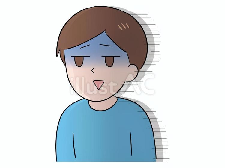 暗い顔で悲しく笑う男性 男性,落ち込む,ショックのイラスト素材