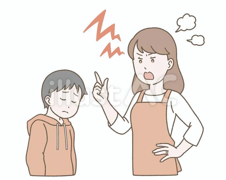 子供をガミガミ叱るお母さん 人物,母親,男の子のイラスト素材