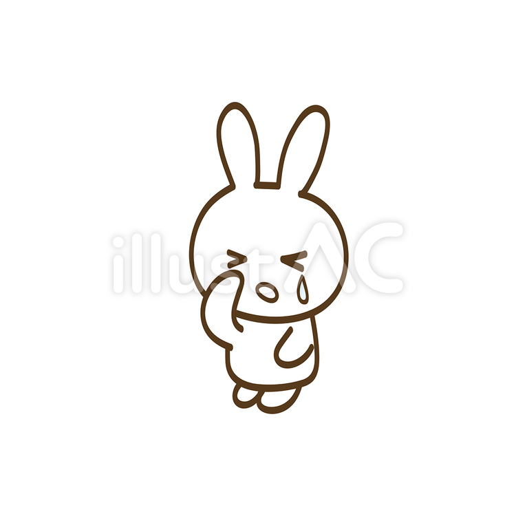 泣く白うさ 泣く,涙,号泣のイラスト素材