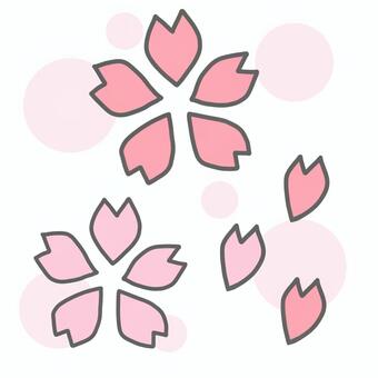 桜の花セット（背景水玉）, 樱花, 花, 花瓣, JPG 和 PNG