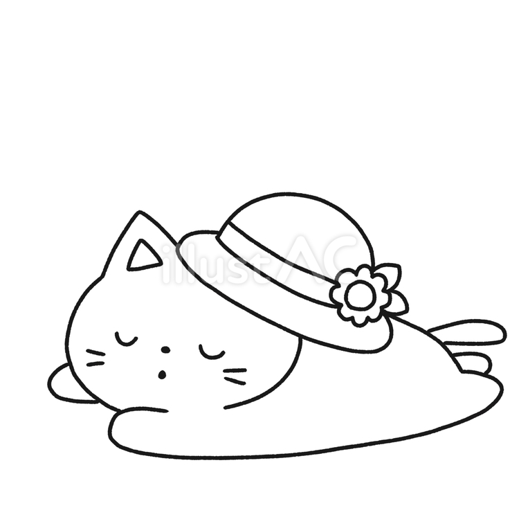 猫と麦わら帽子 猫,麦わら帽子,夏のイラスト素材
