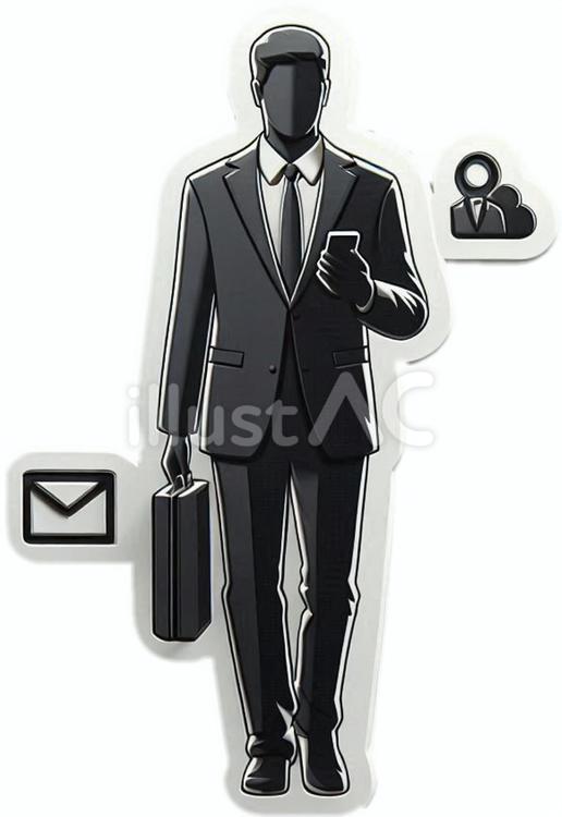 移動中のビジネスマン 移動中,ビジネスマン,メールのイラスト素材