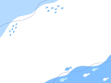 魚が泳ぐやさしいフレーム背景 魚,フレーム,背景,水,シンプル,涼しい,やさしい,柔らかい,自然,波のイラスト素材