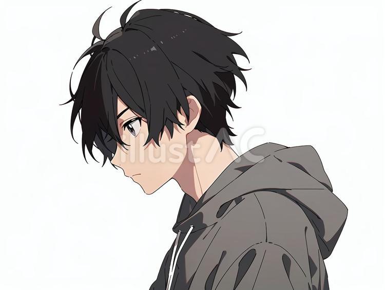黒髪の男の子 黒髪,男の子,イケメンのイラスト素材