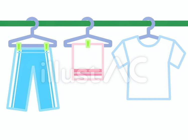 物干し竿等に干された洗濯物 洗濯,洗濯物,干すのイラスト素材
