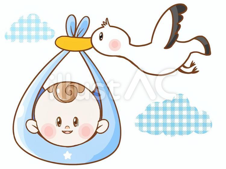 赤ちゃん こうのとりイラスト 赤ちゃん こうのとりイラスト 赤ちゃん,男の子,星のイラスト素材
